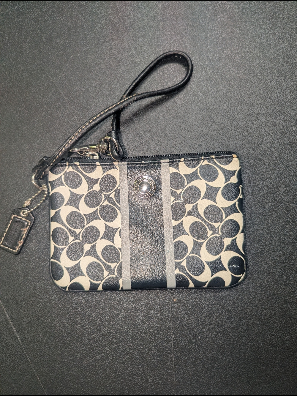 Coach Signature Monogram Wristlet Zip Pouch | Small Clutch